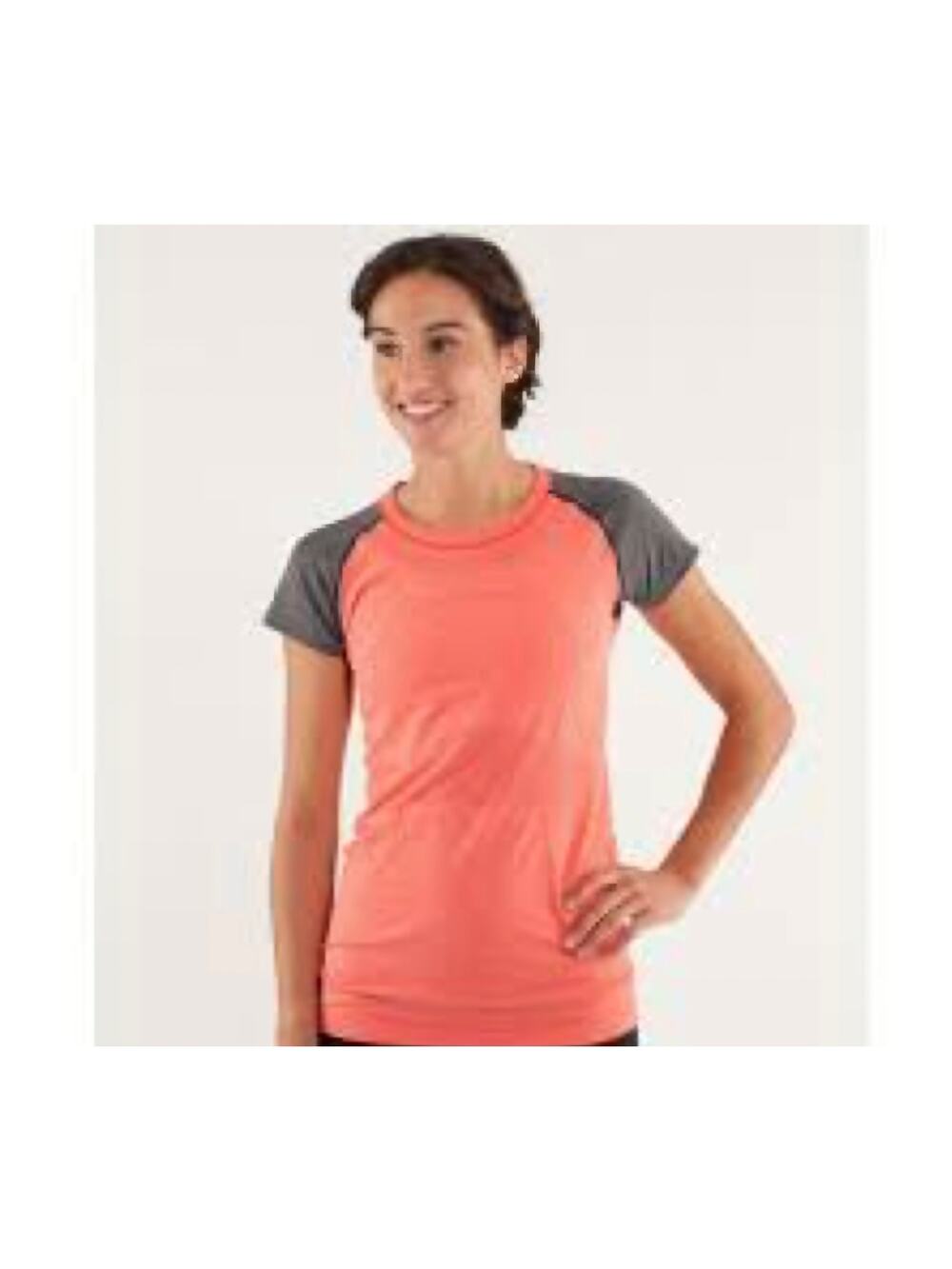 Lululemon Swiftly Tech Short Sleeve Shirt Orange Grey Colorblock Size Small